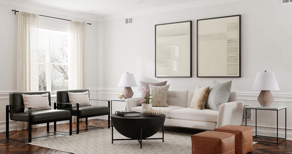 a living room with a lot of furniture in it