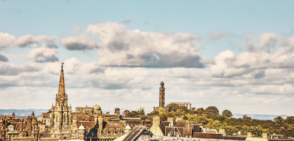 a view of a city with tall buildings