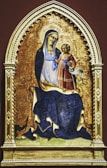 a painting of a woman holding a child