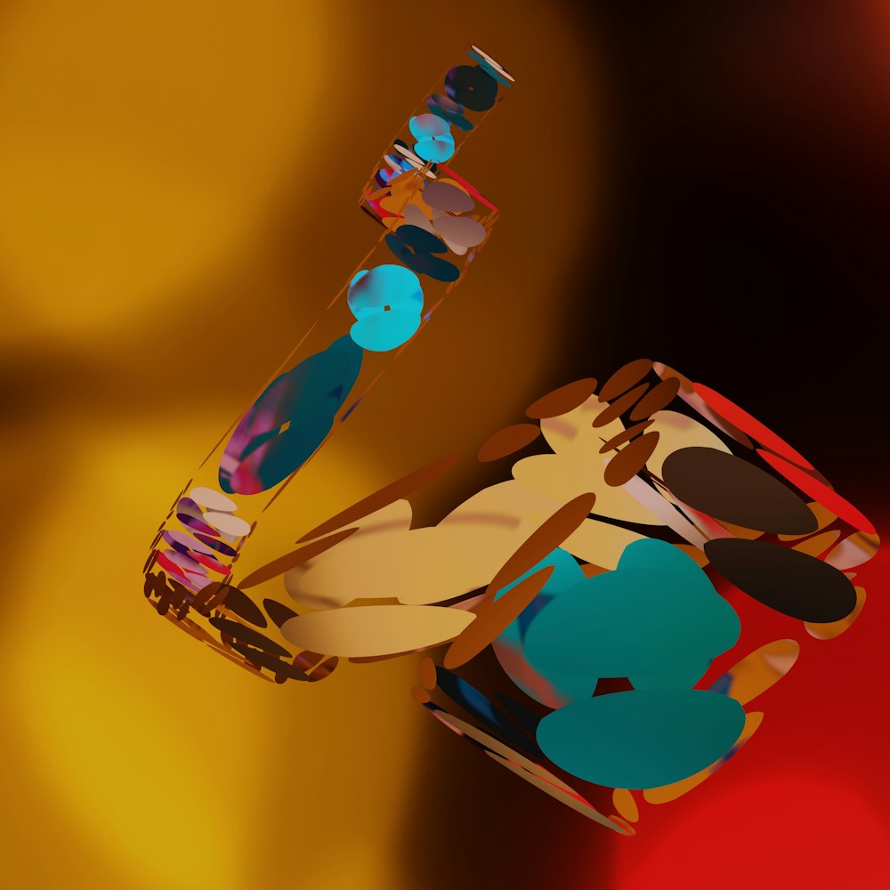 a 3d image of a person holding a pair of skis