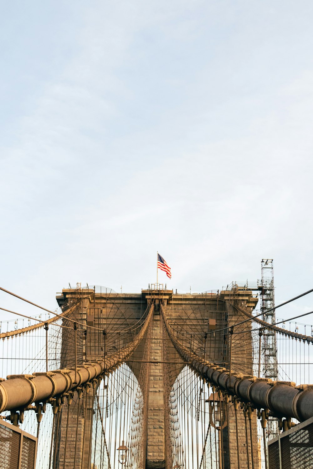 a view of the top of the brooklyn bridge