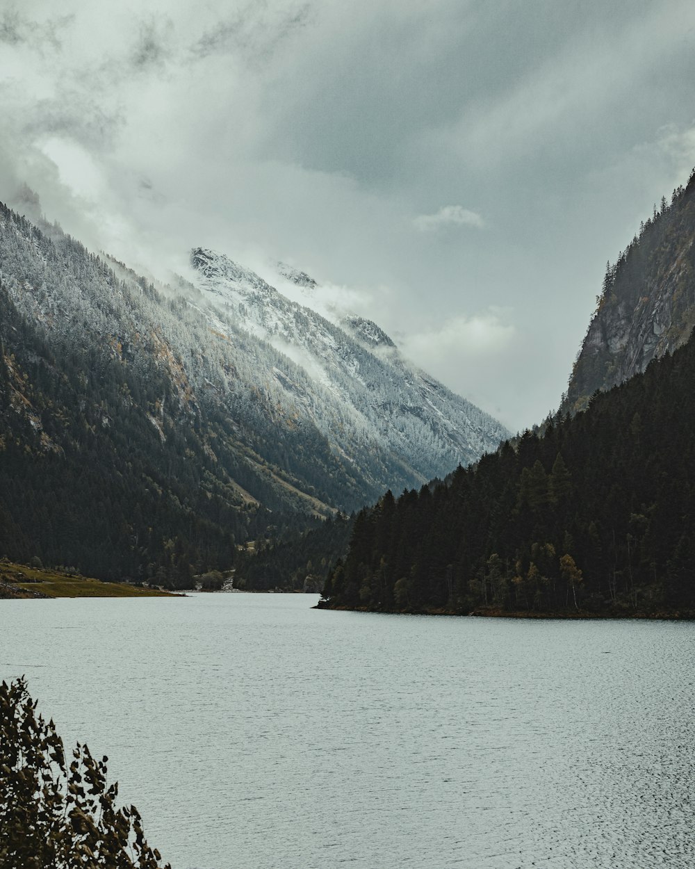 a large body of water surrounded by mountains