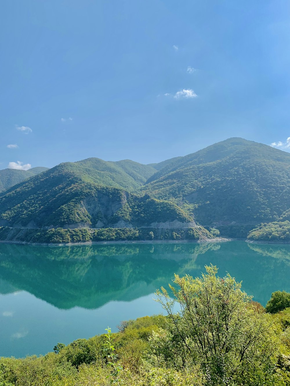 a large body of water surrounded by mountains