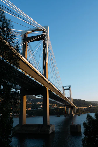 a view of a bridge over a body of water