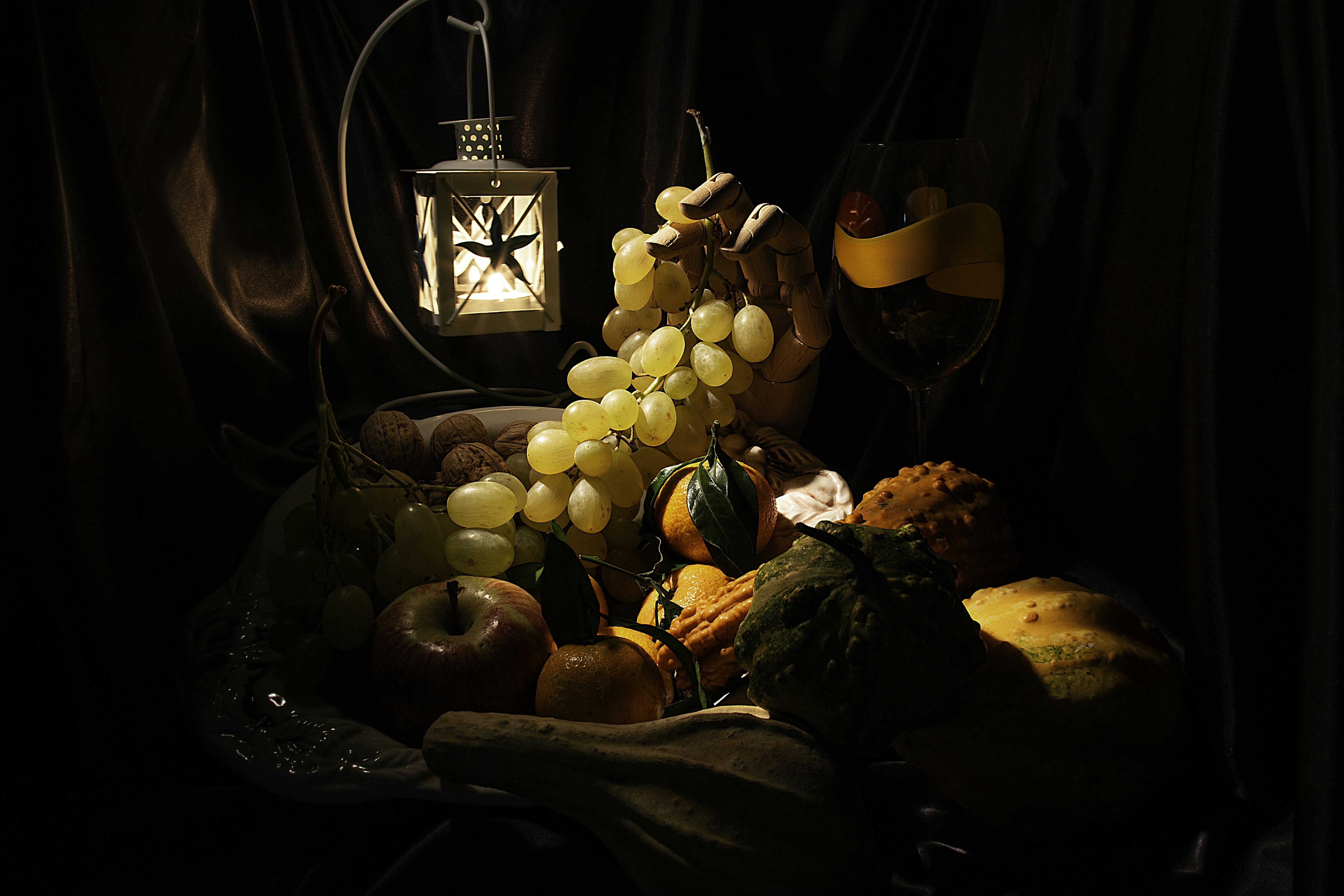 Mystical food photography in Caravaggio style