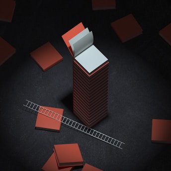 An image depicting a stack of published research articles and books.