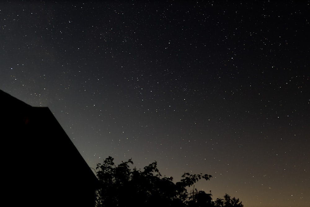 家の上に星が降る夜空