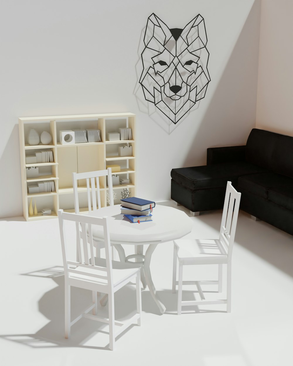 a white table and chairs in a room