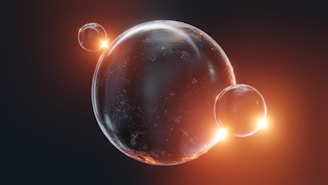 a group of bubbles floating on top of each other