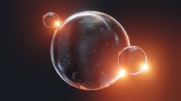 a group of bubbles floating on top of each other
