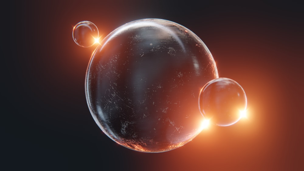 a group of bubbles floating on top of each other