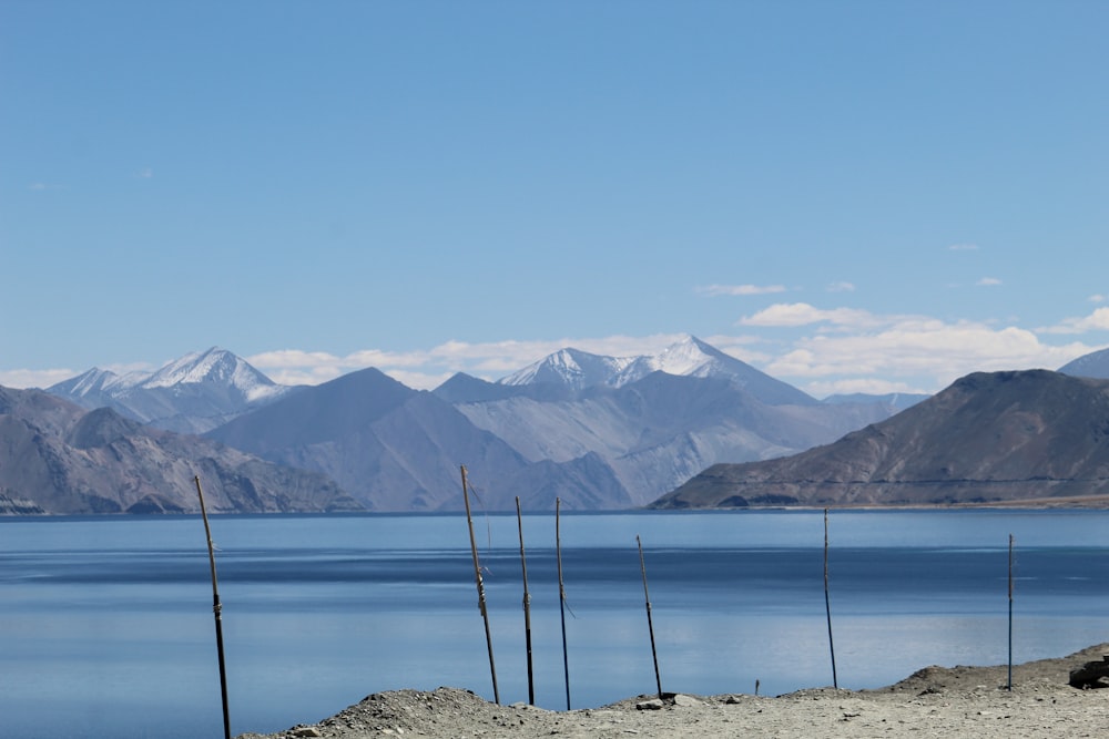 a large body of water surrounded by mountains