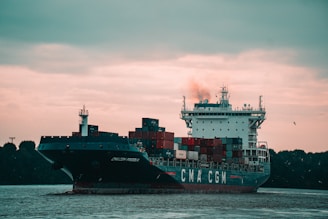 a large cargo ship in a body of water
