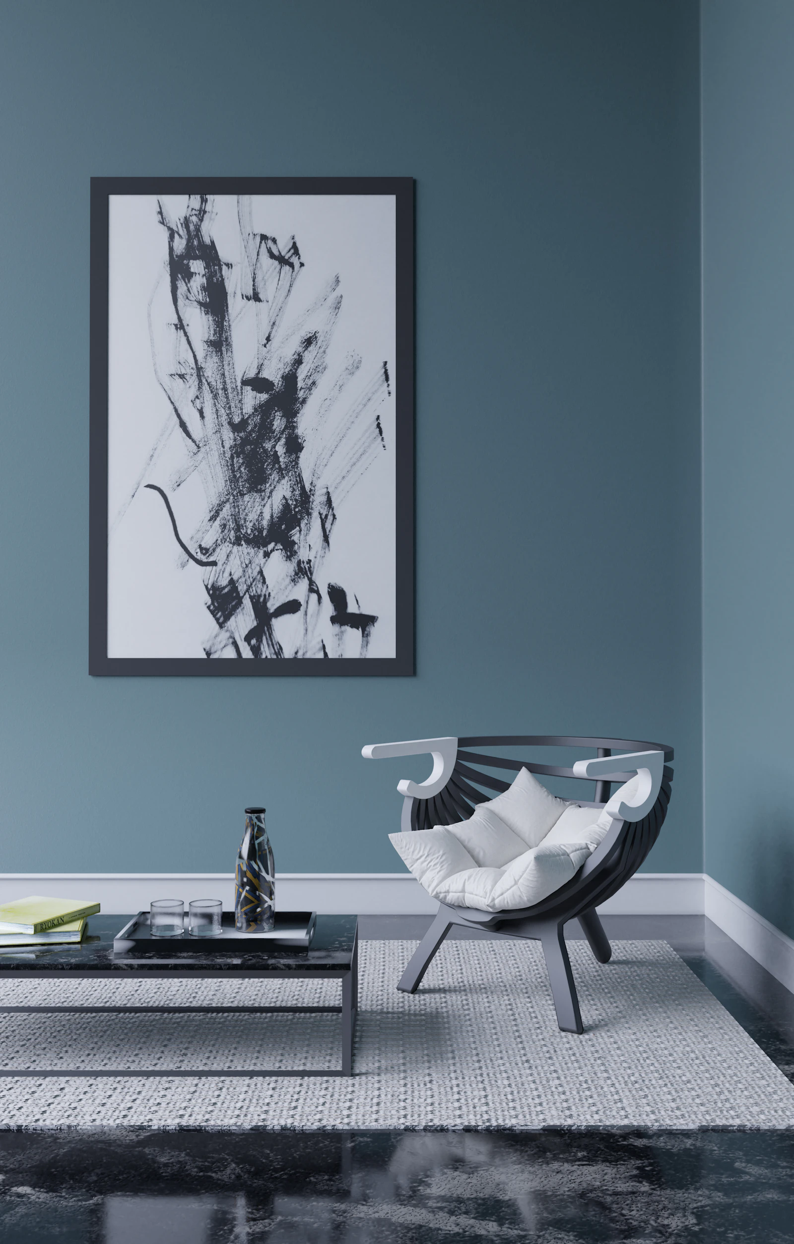 Decorative wall painting finishes in a Riyadh interior