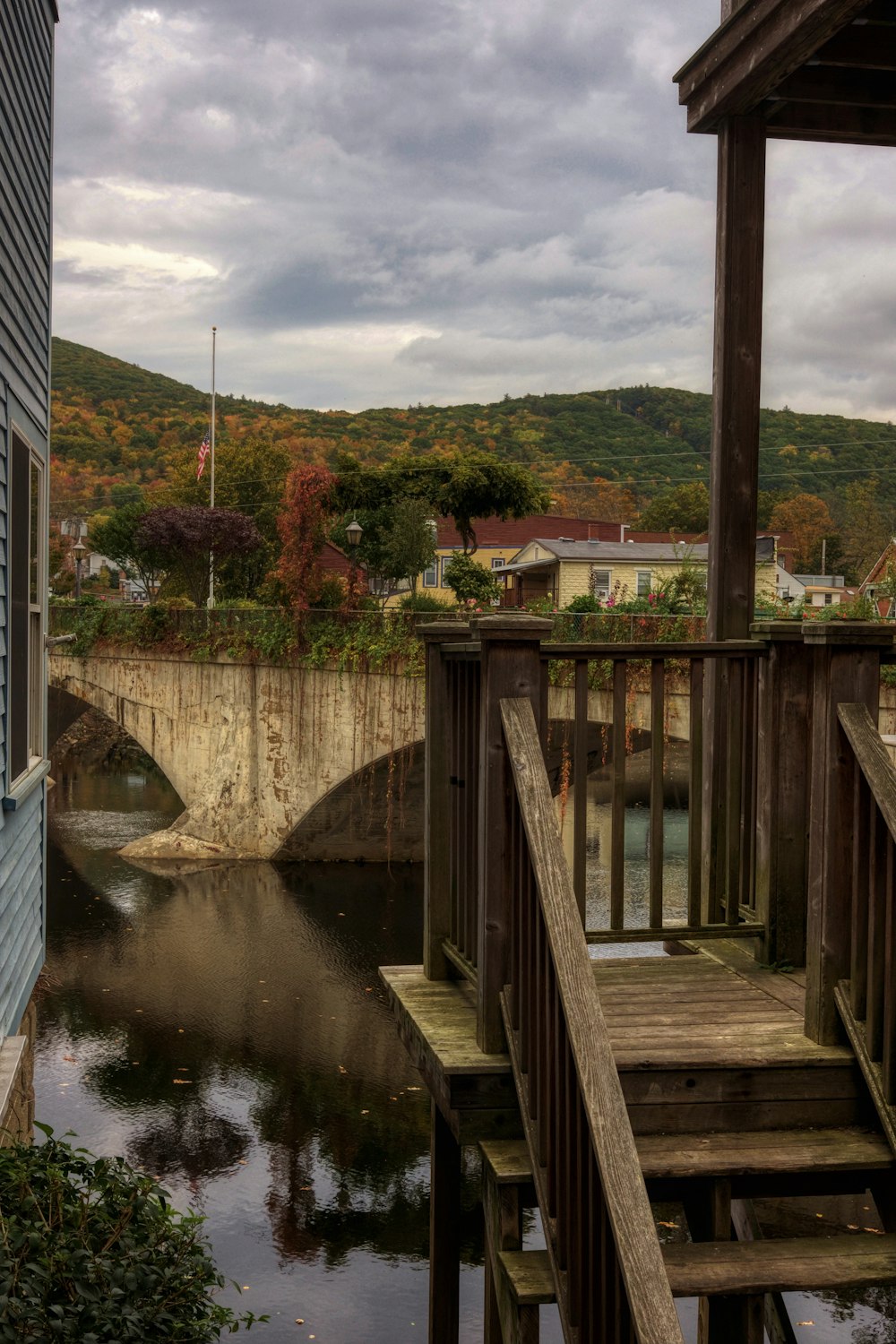 a view of a bridge over a body of water