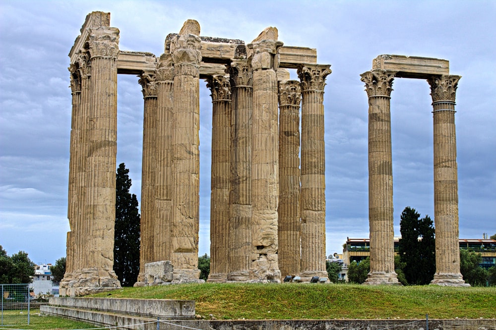 a row of ancient columns sitting next to each other