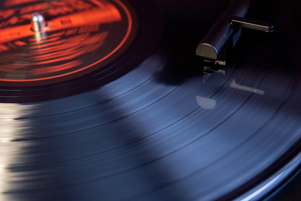 a record player spinning a record on a turntable