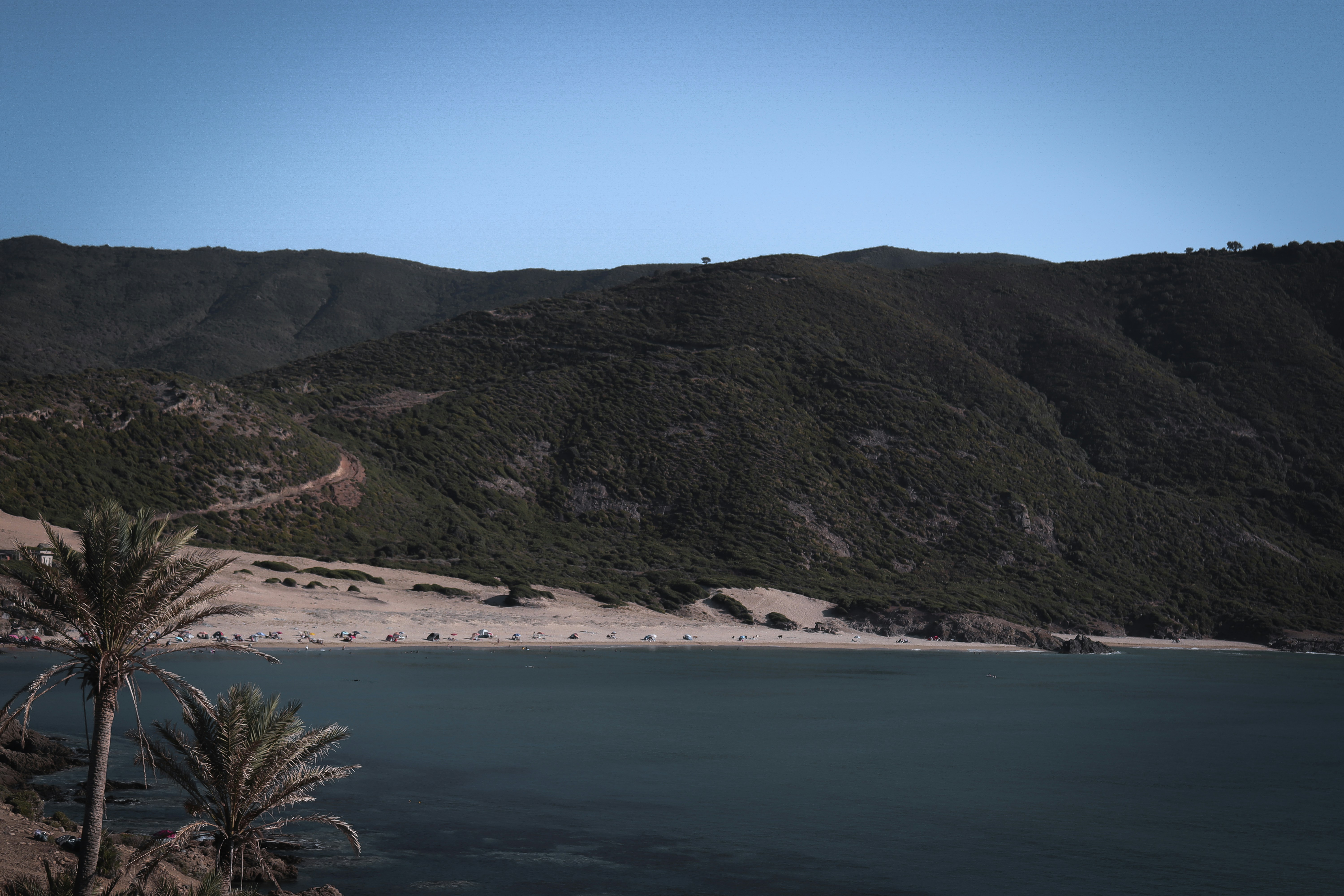 a large body of water surrounded by mountains