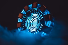a close up of a circular object in the dark