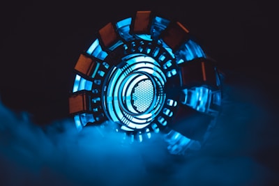 a close up of a circular object in the dark