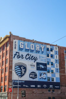 a large advertisement on the side of a building