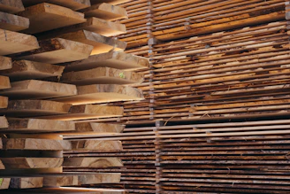 a pile of wood sitting next to each other