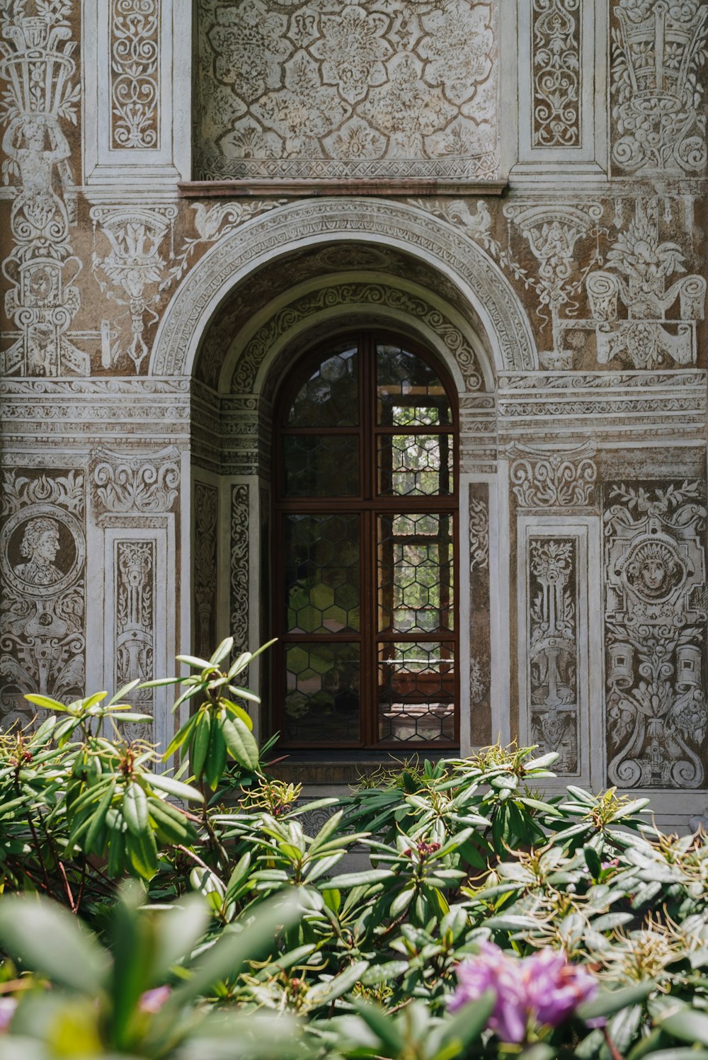 a building with a door and a window in it