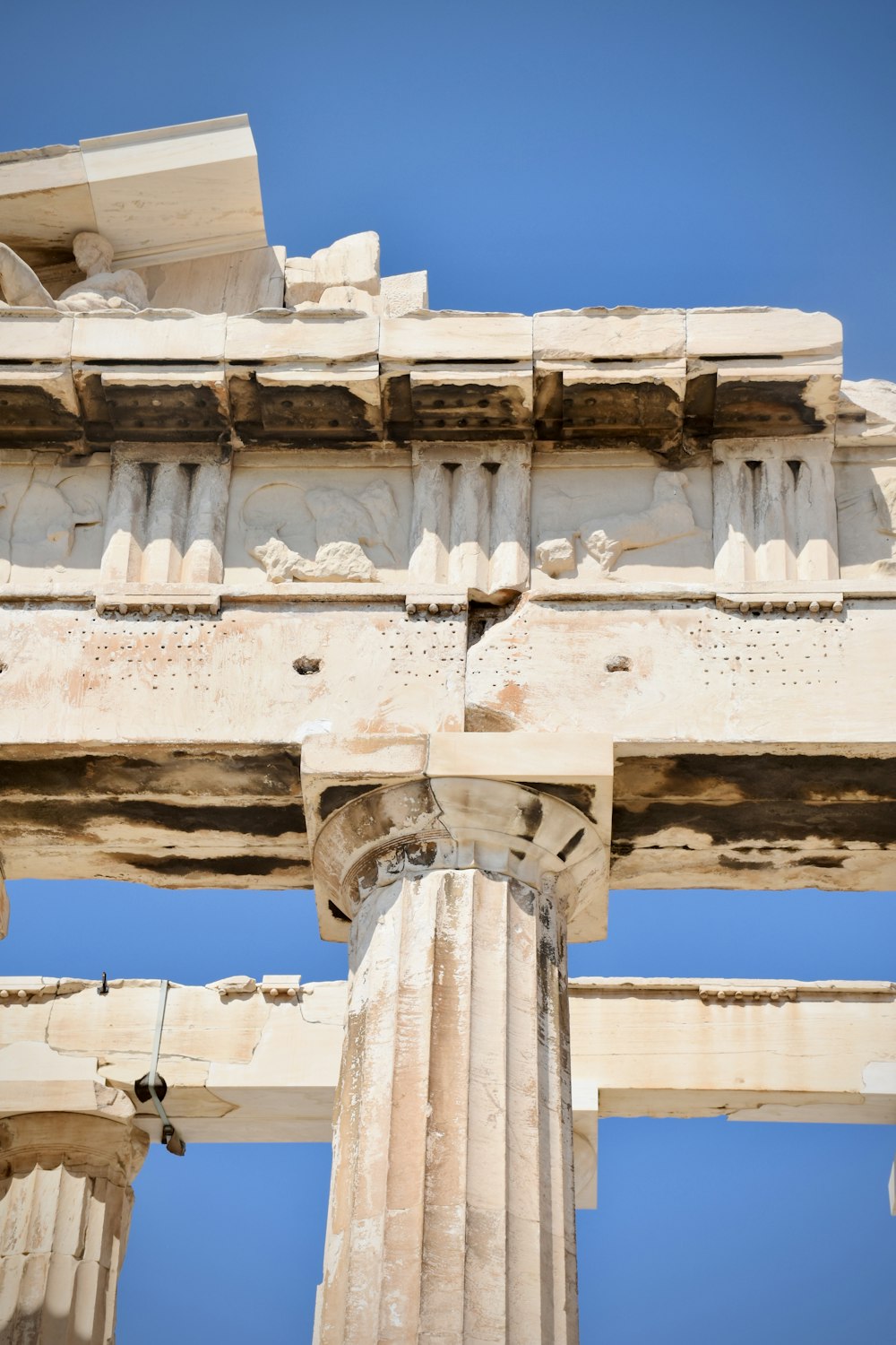 a close up of a column on a building