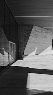 a black and white photo of a building