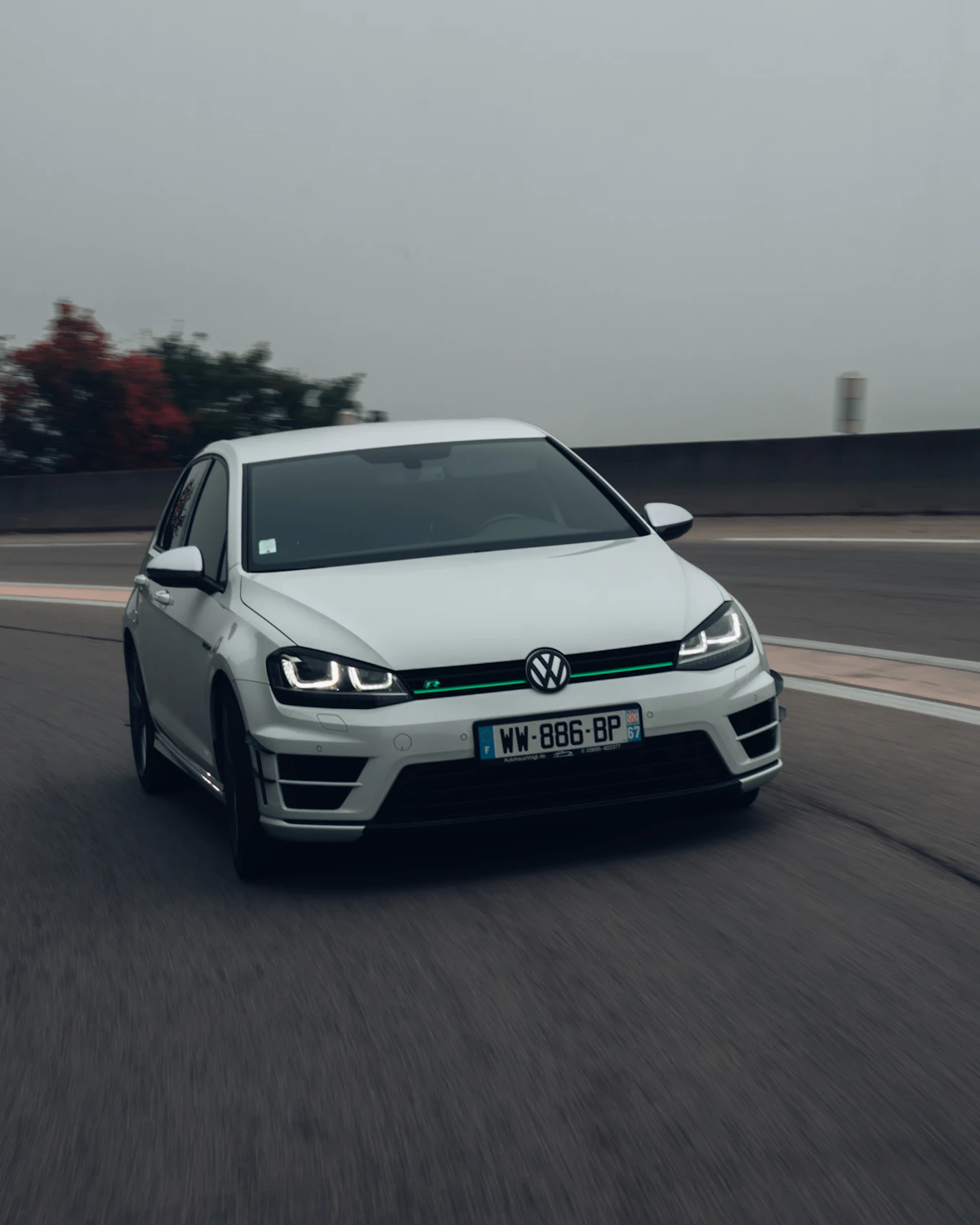 A Volkswagen Golf R on the move
