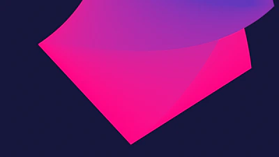 Abstract geometric shapes in purple and blue gradients representing digital marketing.