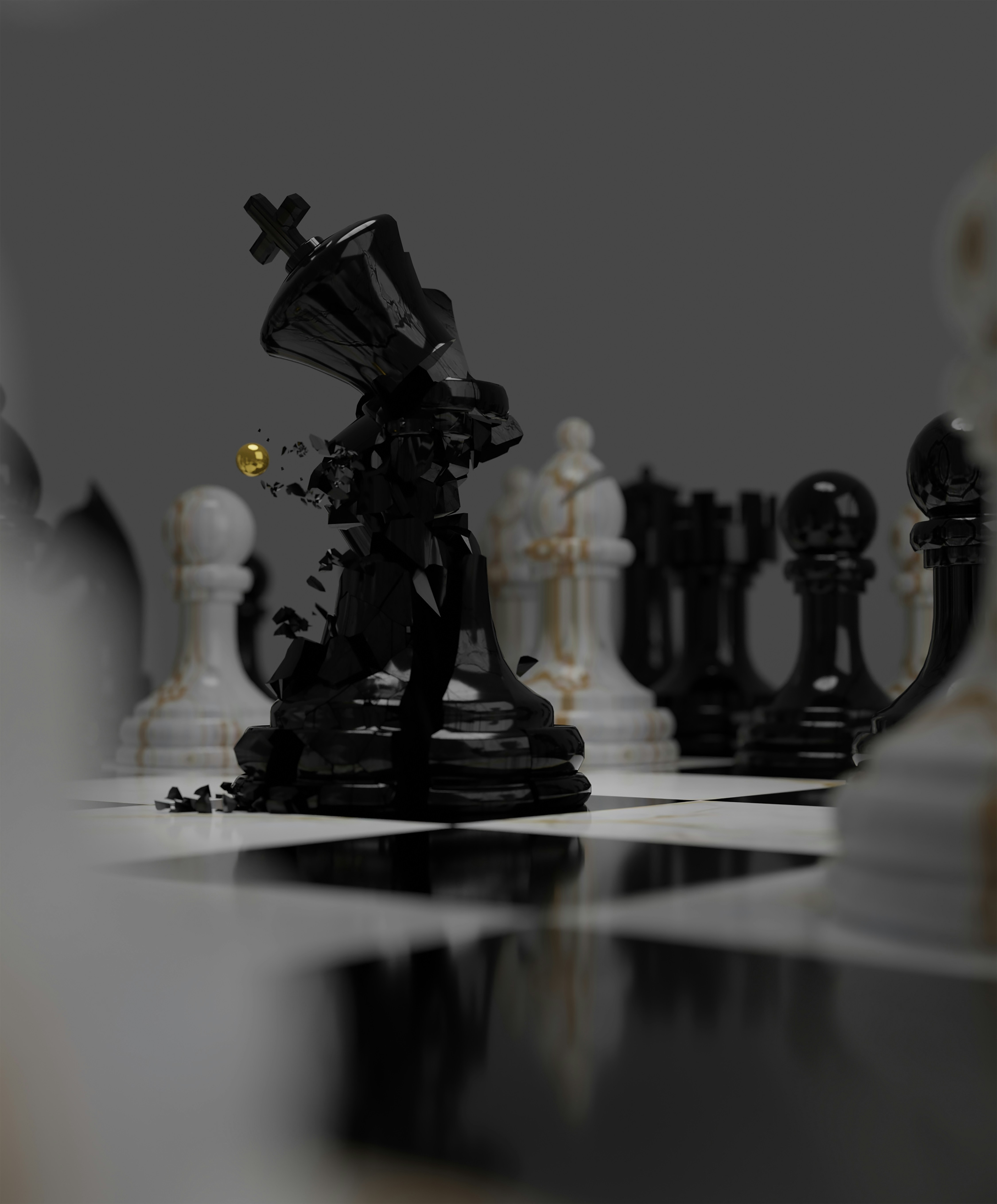 Branimo chess board with black and white chess pieces arranged for gameplay