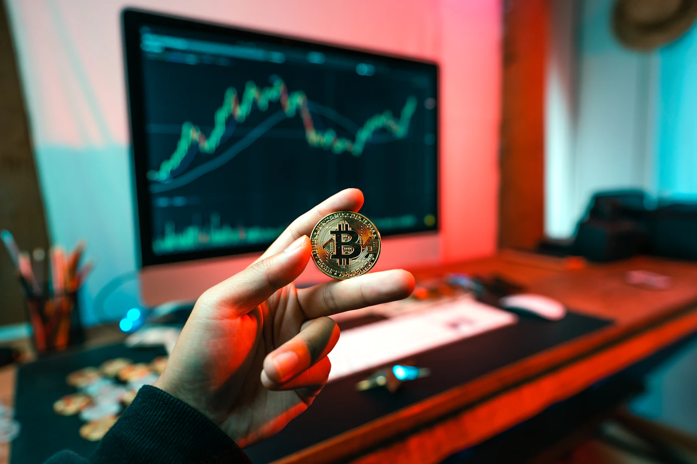 Market charts displayed on a workstation
