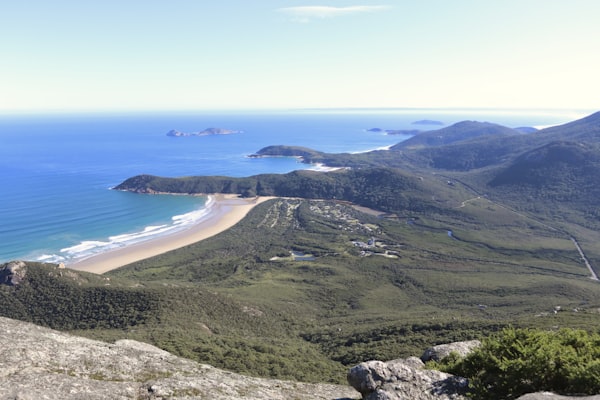 View from Mount Oberon over Wilsons Promontory beaches and coastline