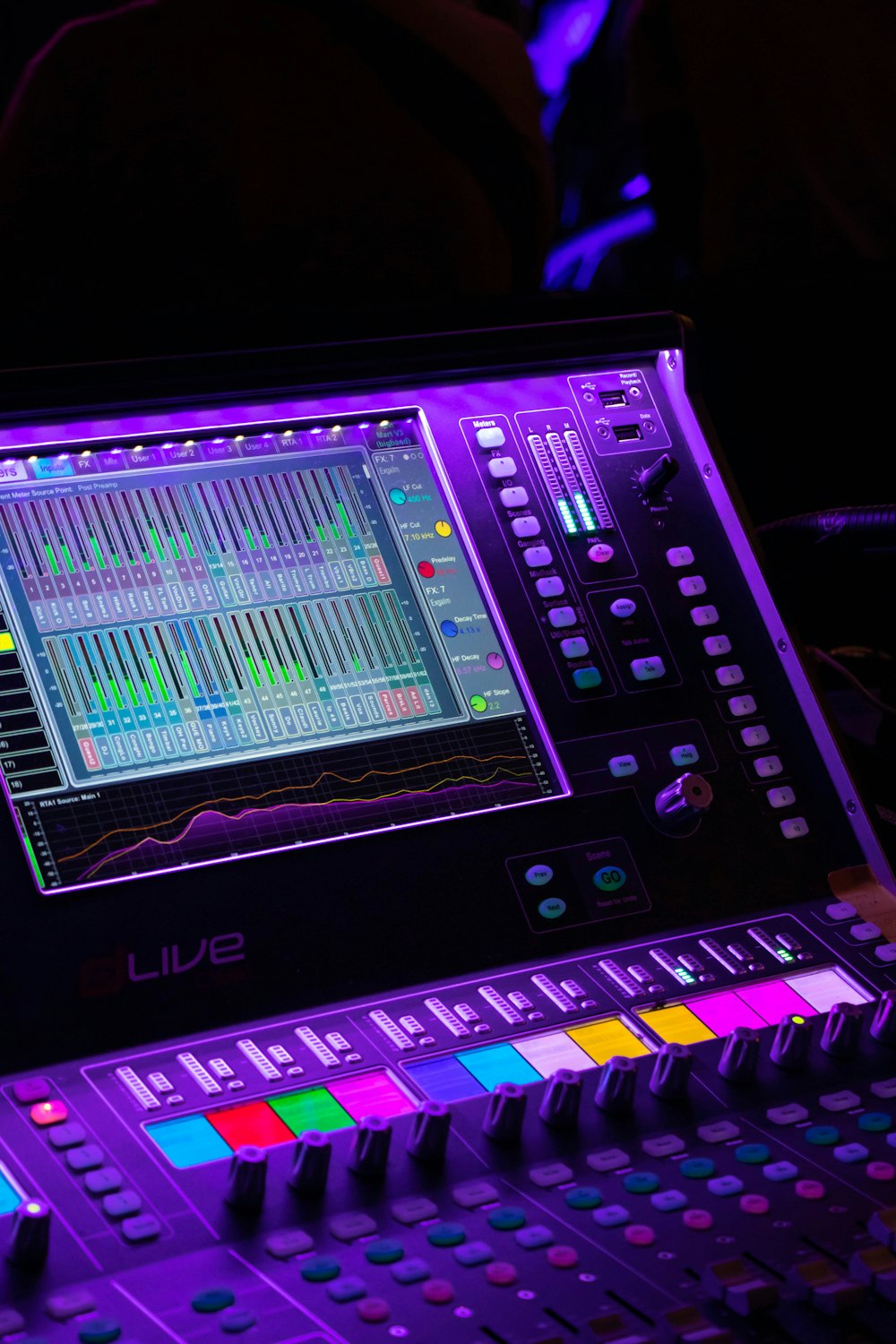 Un panel de control con muchos colores