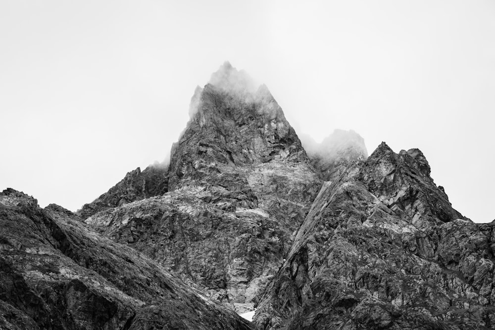 a black and white photo of a mountain