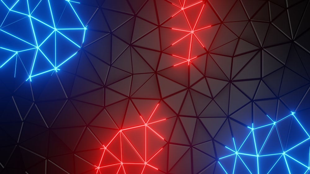a blue and red abstract background with stars