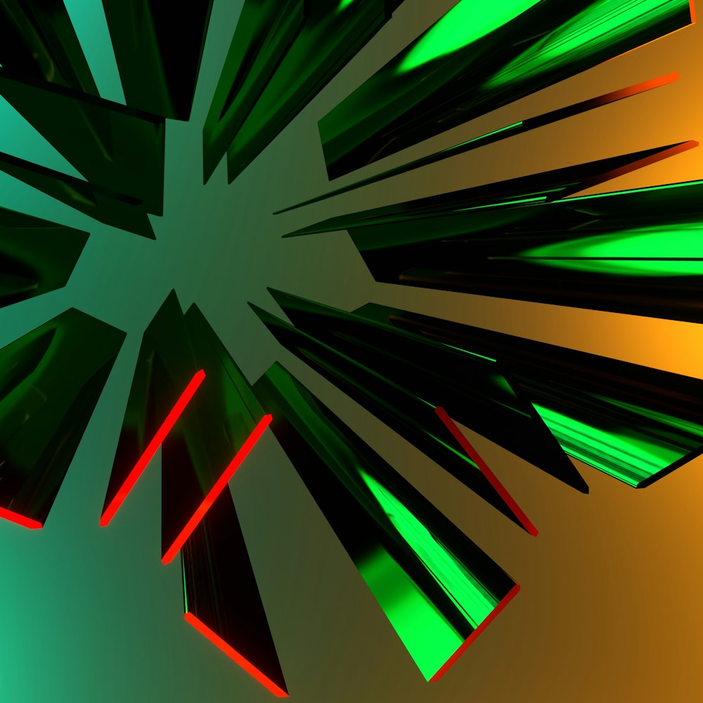 an abstract image of a green and red starburst