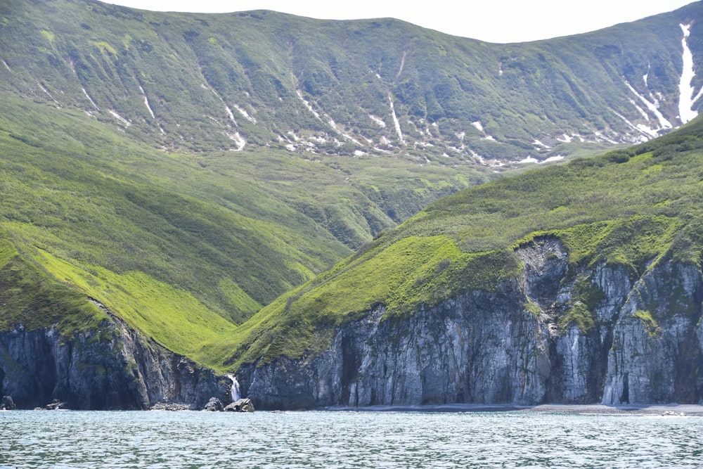 a large body of water surrounded by mountains