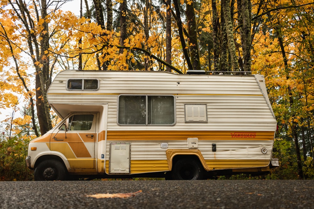 a van parked on the side of a road