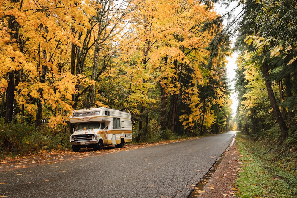 an rv parked on the side of the road