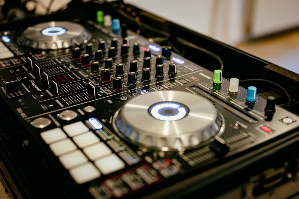 a dj controller sitting on top of a table