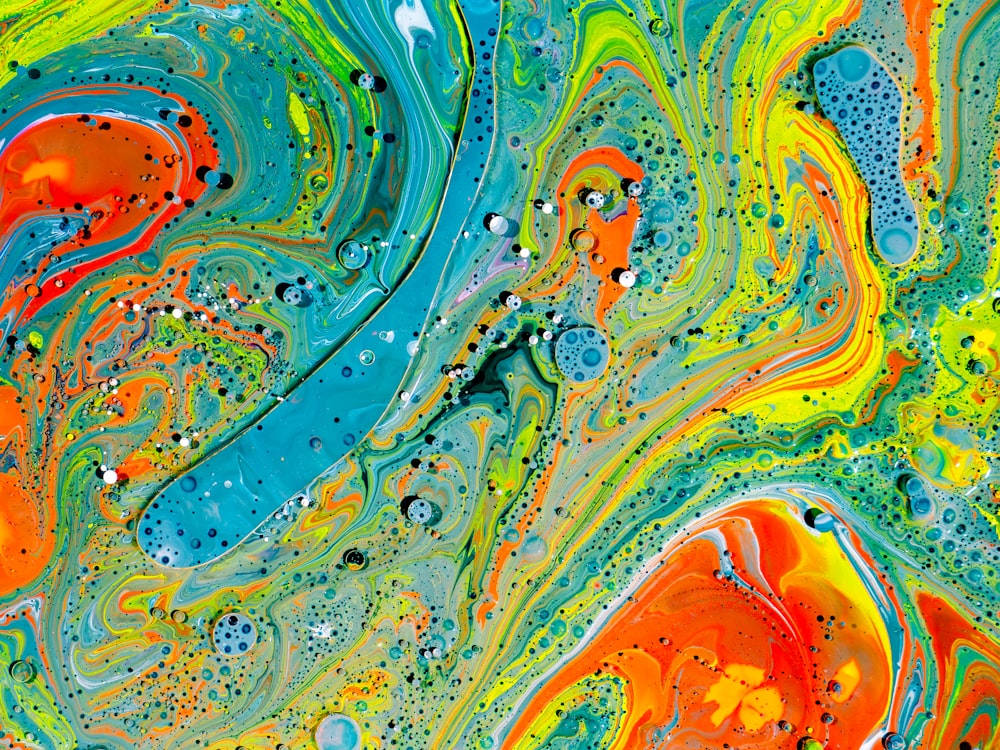 an abstract painting of water and bubbles