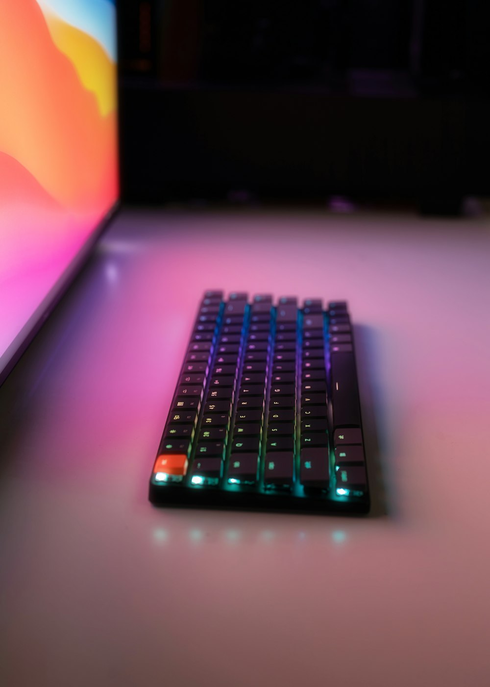 a close up of a keyboard on a table