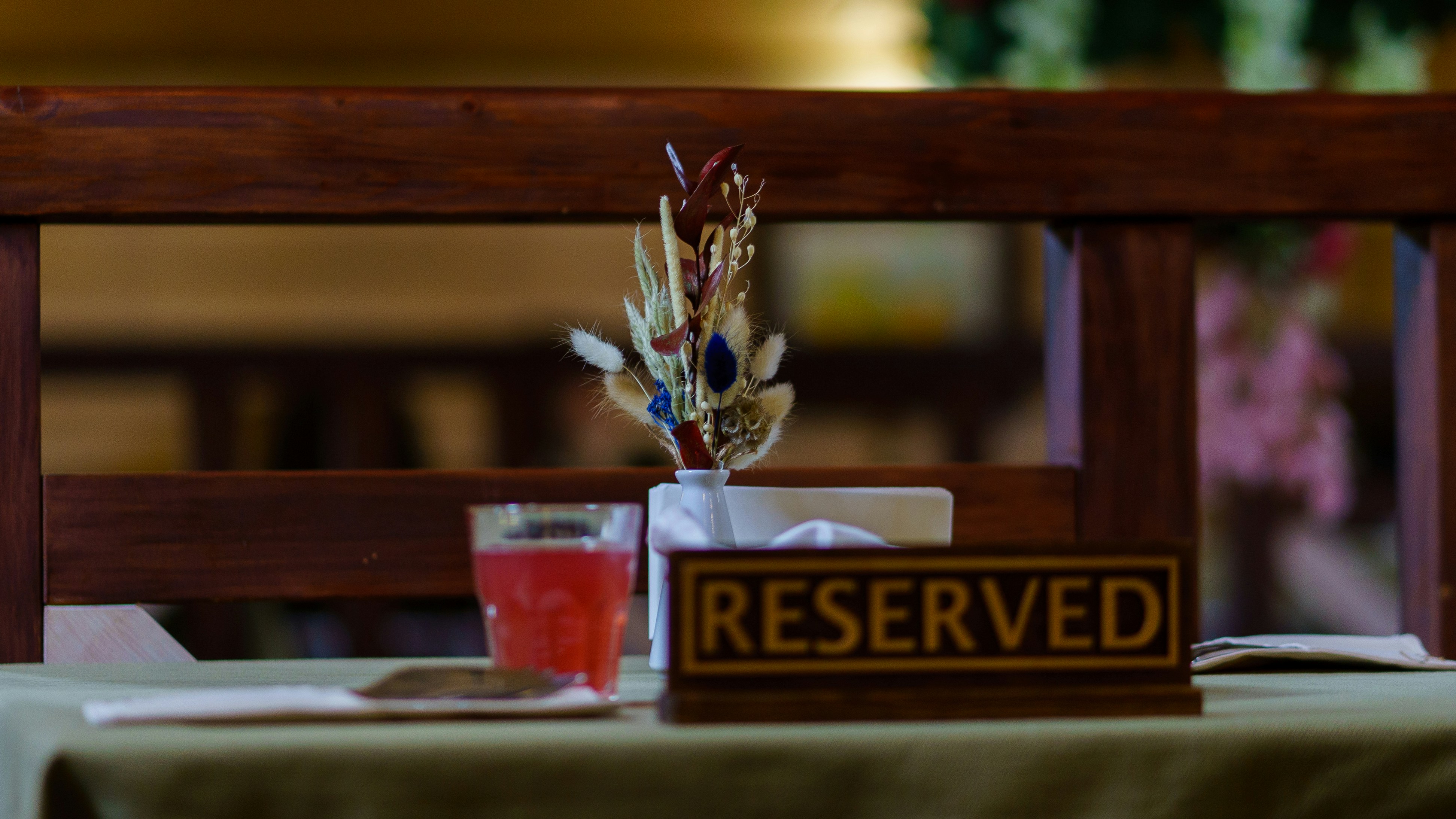 Reserved table with sign