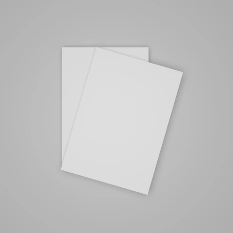 two white sheets of paper on a gray background