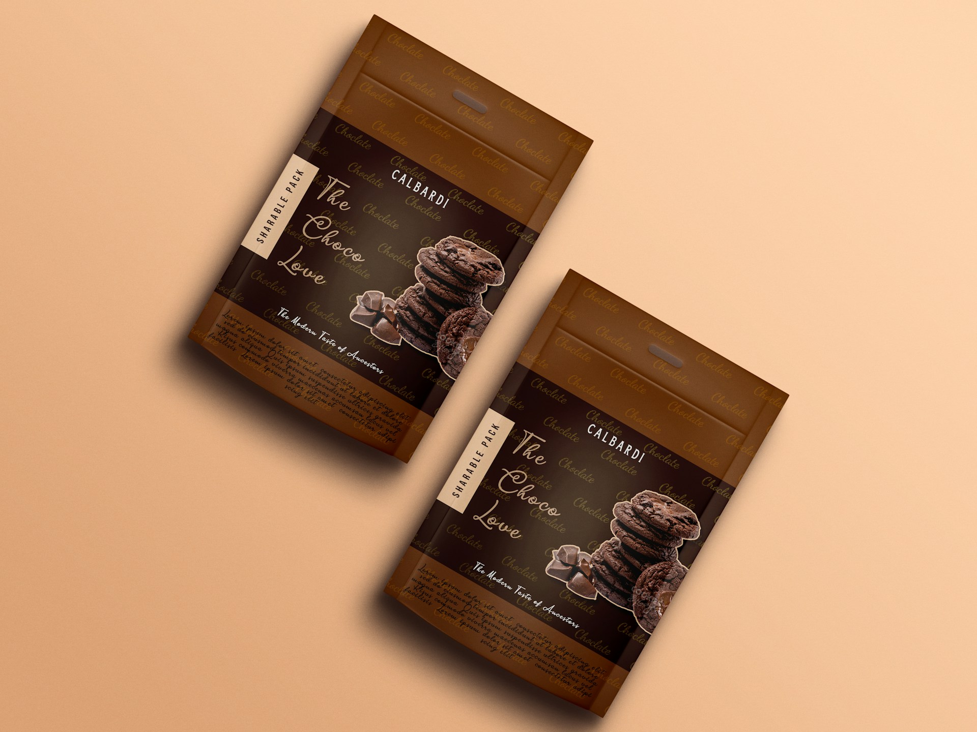 two bags of chocolate chips sitting on top of a table