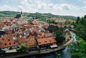 a view of a city with a river running through it