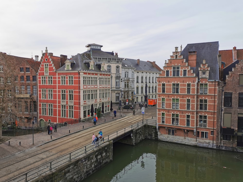 a bridge over a body of water in a city