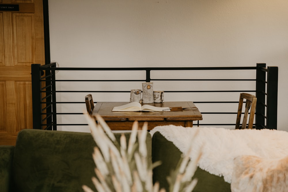 a living room with a couch and a table